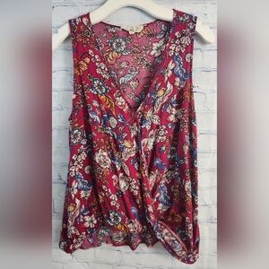 3For$15 Pink Rose Sleeveless Pink And Floral Pattern Tank Top Large